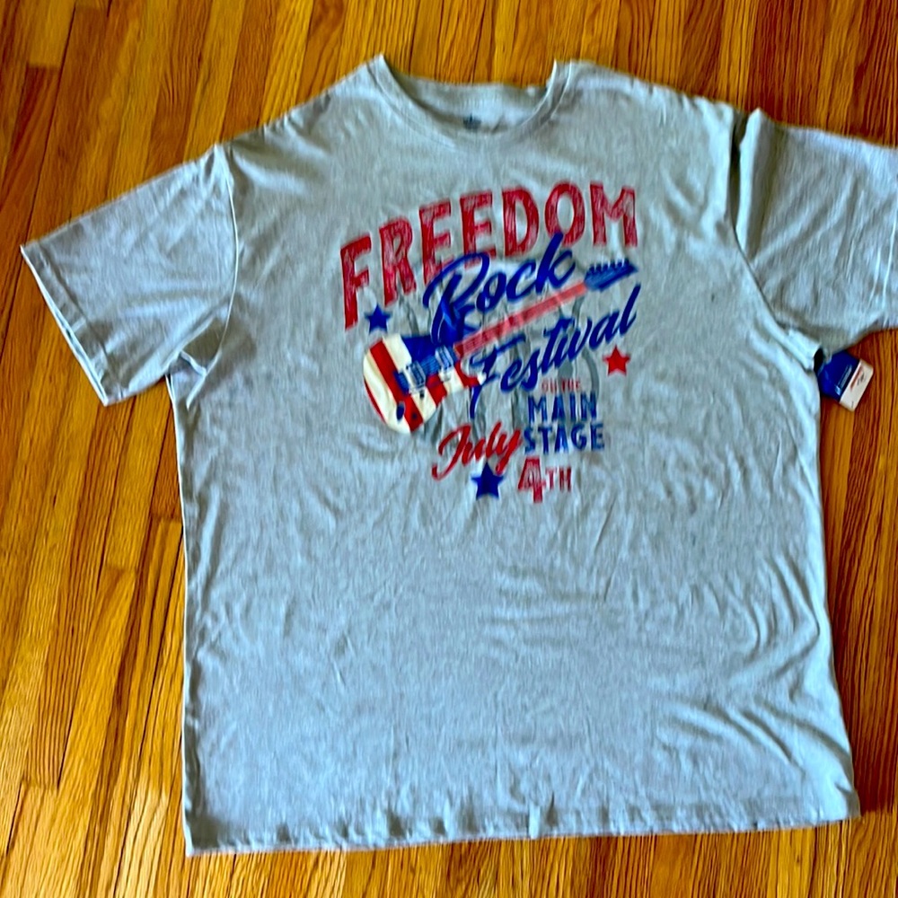 Freedom Rock Festival July 4  Crew neck Gray T Shirt Sz 3XL Men/Unisex
